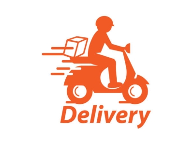 Express Ground Postal Service by Scooter Concept, Courier Service Man Vector Icon Design